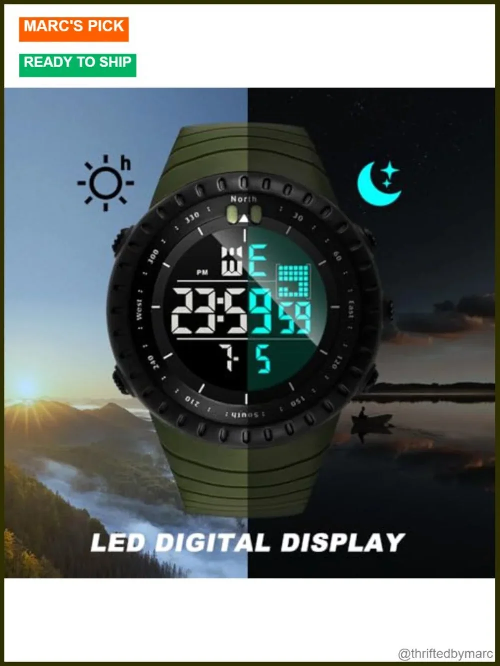 Military Digital Watch with Stopwatch Alarm Date Multi Function Men's Waterproof